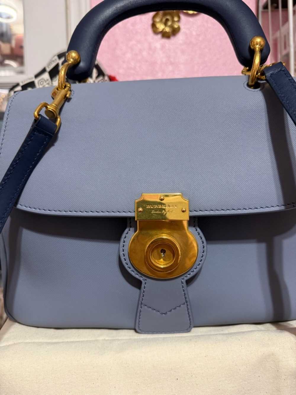 Burberry Medium DK88 Top Handle Bag In Blue - Picture 2 of 16